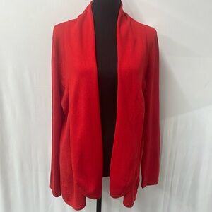 RED label bright red colored lightweight open front cardigan, size XL